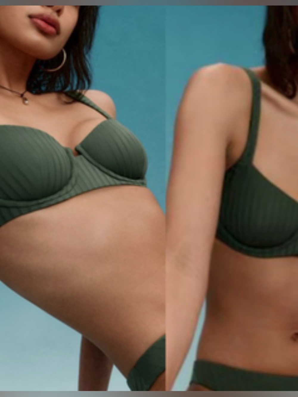 Vitamin A x Target M Top & S bottom Olive Ribbed Underwire Bikini